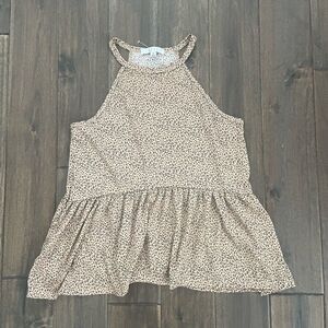 Gaze Tan & Black Animal Print Tank Jr. M NWOT